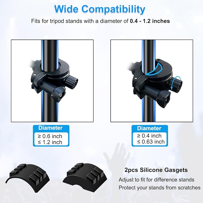 2 Pack Microphone Stand Phone Holder, JCWNIY Universal Mic Stand Phone Holders Adjustable 360° Swivel Phone Holder for Mic Stand Phone Clip Clamp Mount for iPhone, Android, Any Smartphones - Image 4