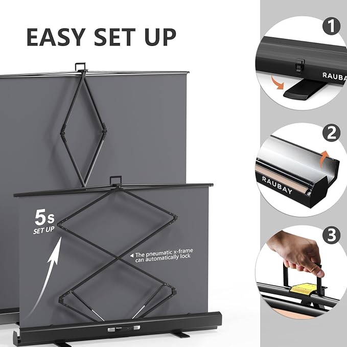 【Easy Set Up】 RAUBAY 59.8 x 82.7in Collapsible Beige Backdrop Screen | Portable Retractable Panel Photo Nude Background with Stand for Video Conference, Photographic Studio, Streaming - Image 3