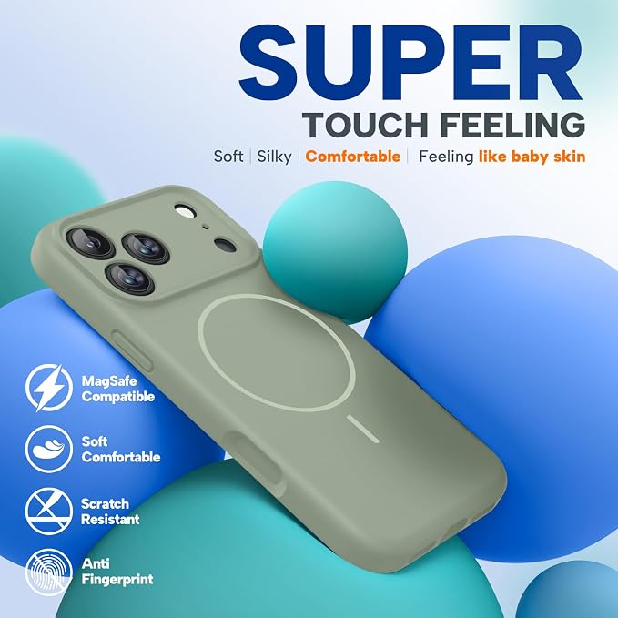 Miracase Silicone & Magnetic for iPhone 17 Pro Max Case, Patina Green | Compatible with MagSafe, Camera Control Cover, Premium Silicone Cover Shockproof Drop Protection Phone Case for 17 Pro Max - Image 4
