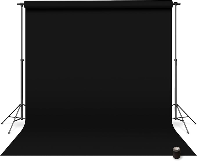 Denny Mfg Seamless Paper Backdrop for Photoshoot, Black, 53 in x 36 ft | Photography Backdrop, Matte Finish for Portraits, Product Photos and Video Shoots, with Free Roll Gaffer Tape (2 in x 13 ft) by Unknown