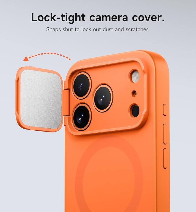 SURITCH for iPhone 17 Pro Max Case with Camera Control Cover, Camera Cover and Adjustable Kickstand, Compatible with MagSafe, Shockproof Bumper Protective Cases 6.9 Inch, Orange - Image 4