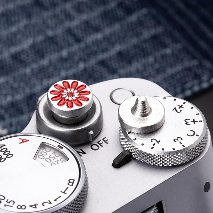 Camera Soft Release Button, Shutter Button for Fujifilm X100VI X100V X-E4 X-E3 X-T5 X-T4 X-T3 X-T30 II X-T20 X-PRO3 (red Daisy Set) - Image 4