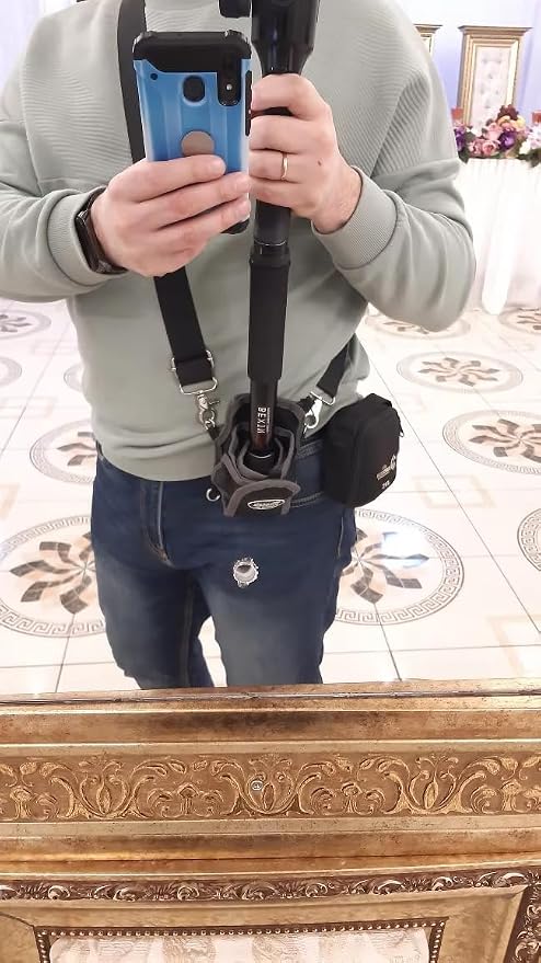 MTB1 Camera Monopod Shoulder Neck Sling Strap/Unipod Tripod Belt Waist Bag, Weight Support for Gimbal Stabilizer DJI Ronin-S, Zhiyun Crane, Moza Air Hold Gimbal Easier and Longer (Black) - Image 7