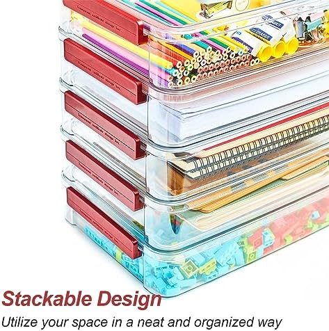 CATOOMUU 2-Pack 9x13 Clear Plastic Project Case Stackable Storage Box - Image 4