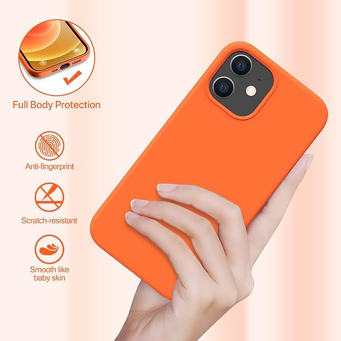 Miracase Silicone for iPhone 12 Case and iPhone 12 Pro Case, Orange | Liquid Silicone Gel Rubber Shockproof Drop Protection Phone Case for iPhone 12/12 Pro 6.1 inch - Image 4