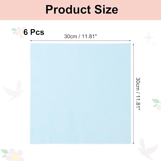 uxcell 6 Pcs Microfiber Cleaning Cloth for Glasses, 11.8 x 11.8 Inch Eyeglass Cleaning Cloth, Glasses Cleaner Wipes for Electronics Lenses Screens Cameras Cell Phones, Light Blue - Image 2