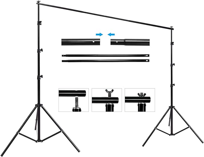 Photography Umbrella Lighting Kit with 85w Led Bulb,Muslin Backdrop (White Black), Backdrop, Clips Clamp,8.5 * 10ft Photo Background Photography Stand System for Photo Video Studio Shooting - Image 2