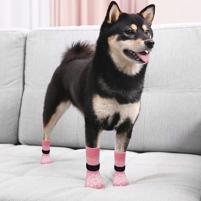 EXPAWLORER Anti Slip Dog Socks to Prevent Licking Paws, Dog Shoes for Hot Pavement, Dog Booties for Small Medium Large Senior Dogs, Traction Control Boots & Paw Protectors for Hardwood Floors - Image 5