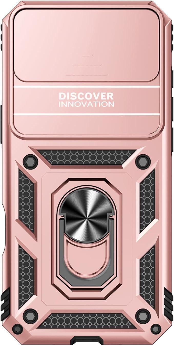 SunStory Phone Case for iPhone Air Case with HD Screen Protector & Slide Camera Cover & Rotated Ring Kickstand, [Military-Grade] Phone Case for iPhone 17 Air, Rose Gold - Image 9