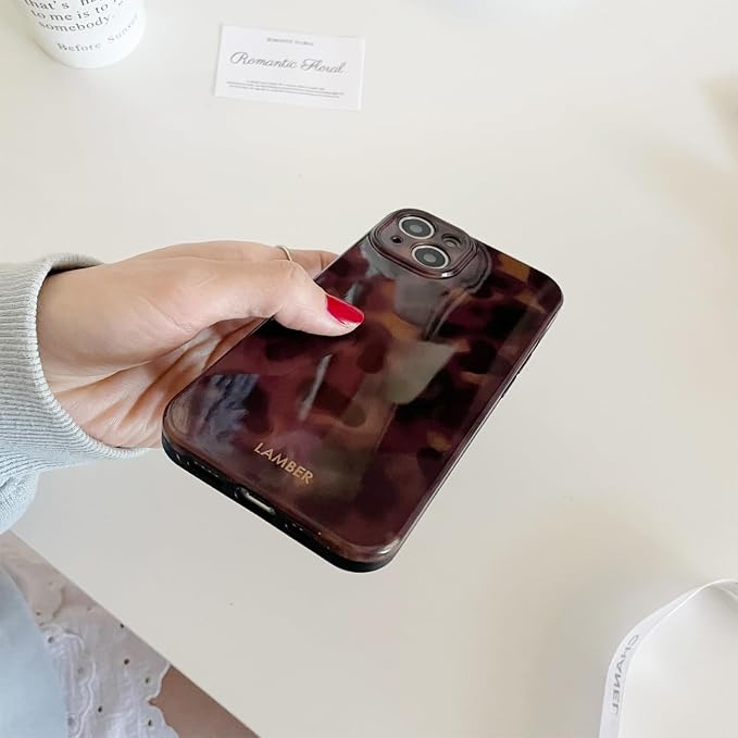 Cute Phone Case for iPhone 14 Pro Case Cheetah Leopard Print | Amber Tortoiseshell Pattern,Full Camera Protective,Slim Shockproof TPU,Aesthetic Girly Glossy Cover for Women Men-Brown - Image 6