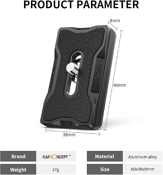 K&F CONCEPT Set of 2 Quick Release Plate Adapter 1/4 Inch | TP12 Release Plate Adapter for DSRL and Tripod Ball Joint - Image 2