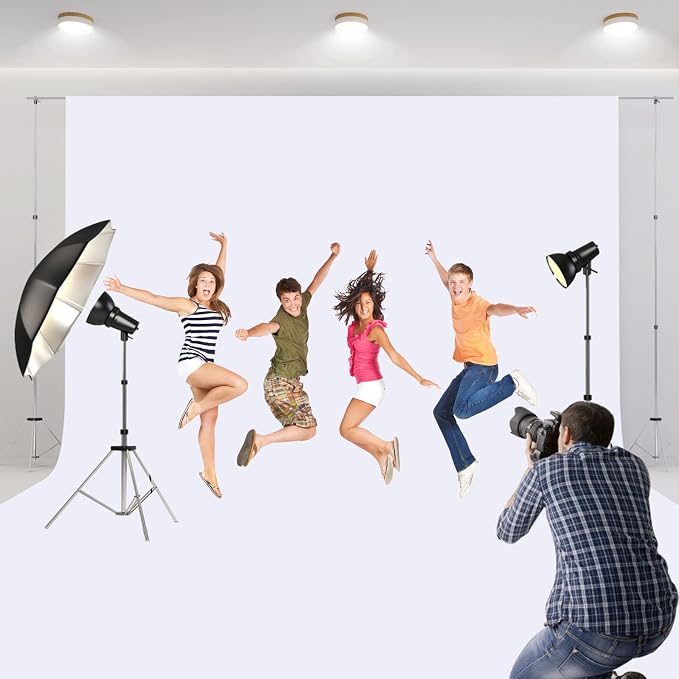 Aimosen 10x10 FT White Backdrop Background for Photography, Large Pure Photo Backdrop Curtain Drapes, High Density Screen Backdrops for Party Portrait Photoshoots Booth Video Studio - Image 3