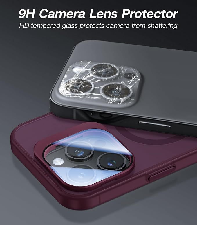 VOFATA for iPhone 14 Pro Max Case with Camera Cover Stand [Built-in 9H Camera Lens Protector][Fit for Magsafe] Military Grade Shockproof Translucent Matte Magnetic Phone Case 6.7", Red - Image 2
