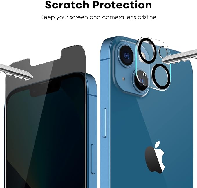 JETech Privacy Screen Protector for iPhone 13, 2+2 Pack | Anti-Spy Tempered Glass, with Camera Lens Protector, Easy Installation Tool - Image 5