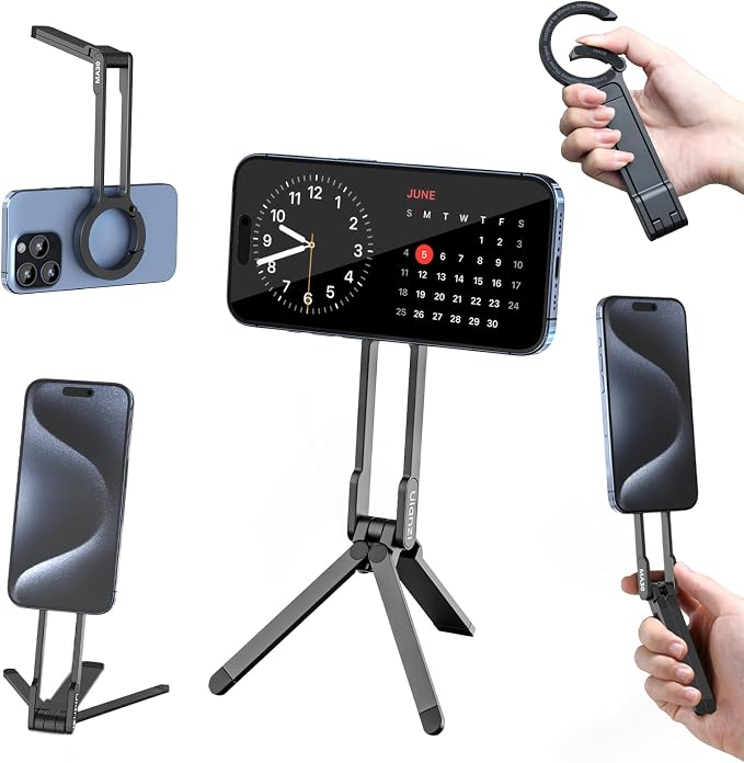 ULANZI MA30 Magnetic Phone Tripod Stand for iPhone - Aluminium Maglock Smartphone Mini Tripod Pocket Cell Phone Stand Strong Magnet Quick Mount Compatible with iPhone 17 16 15 14 13 12 Series, Black by ulanzi