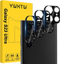 YWXTW 3 Pack for Samsung Galaxy S23 Ultra Camera Lens Protector, 9H Tempered Glass S23 Ultra Camera Cover, Anti Scratch, Case Friendly by YWXTW