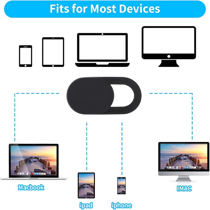 Thin Webcam Cover Slide, 8PCS Phone Camera Cover | Laptop Camera Blocker Slider Strong Adhesive Protect Privacy Security Compatible with Tablet Desktop PC Smartphones(Black) - Image 4