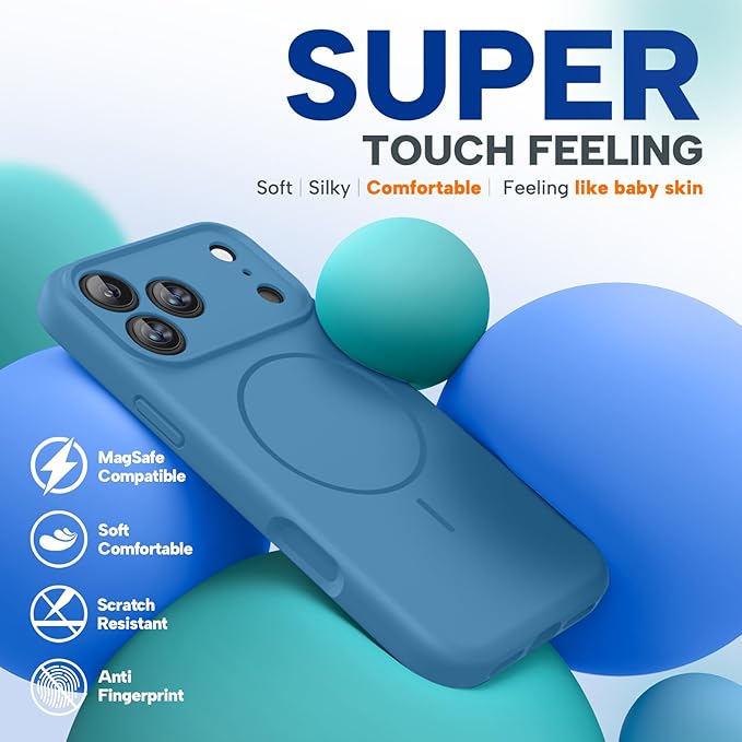 Miracase Silicone & Magnetic for iPhone 17 Pro Max Case, Capri Blue | Compatible with MagSafe, Camera Control Cover, Premium Silicone Cover Shockproof Drop Protection Phone Case for 17 Pro Max - Image 4