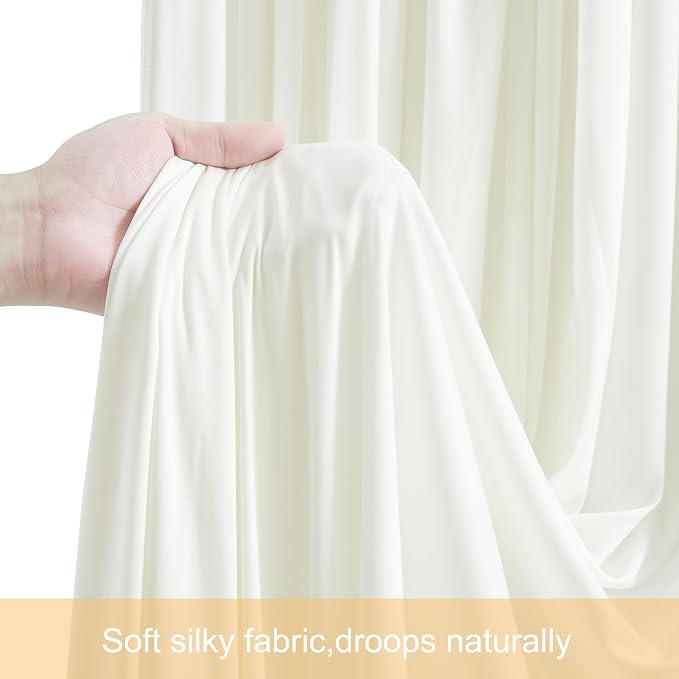 10 Panels Ivory Backdrop Curtains for Wedding Party Wrinkle Free Backdrops Curtain Drapes Fabric Decorations Photo Back Drop Cloth for Baby Shower Photography Stage Reception 50ft(W) x 12ft(H) - Image 5