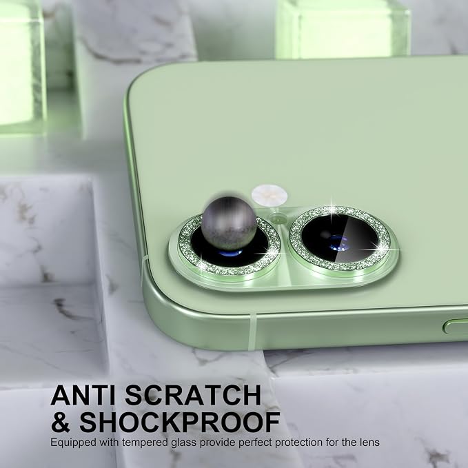 Choiche for iPhone 17 Camera Lens Protector, Light-Sage | Bling Metal Camera Cover with 9H Tempered Glass Lens Screen Protector Accessories, Strong Adsorption, Case-Friendly - Image 3