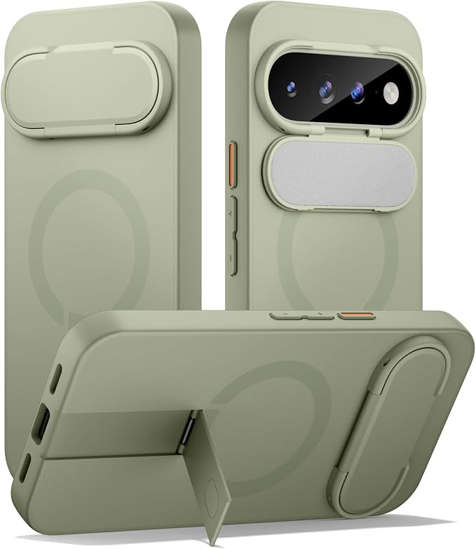 SURITCH for Google Pixel 11/11 Pro Phone Case, Compatible with MagSafe, Protective Cover with Camera Cover & Adjustable Metal Kickstand for Pixel 11/11 Pro 2026 -Sage Green by SURITCH