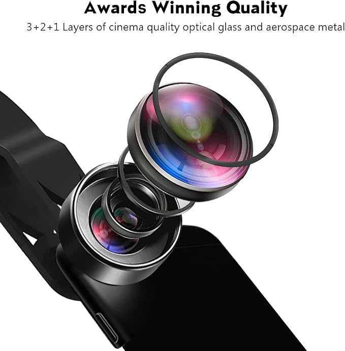 KEYWING 3in1 Phone Camera Lens Kit Fisheye+Wide Angle+Macro Lens for iPhone | 198° Fish Eye Lens + 120° Super Wide-Angle Lens + 20x Macro Lens for iPhone 6 7 8 X Pro Samsung Android Smartphone - Image 2