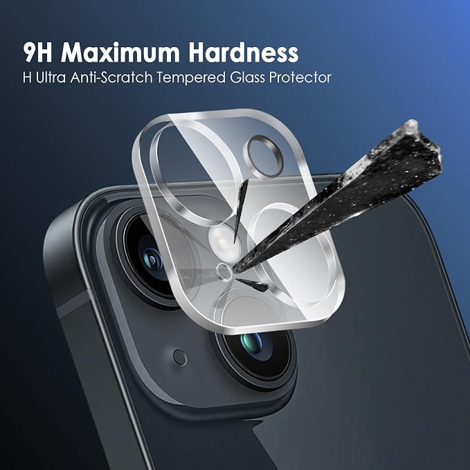 FanTEK Camera Lens Protector Compatible with iPhone 13/13 Mini, 9H Tempered Glass Camera Screen Cover, Ultra HD Clear Acrylic Full Coverage Guard, Case Friendly - Image 3