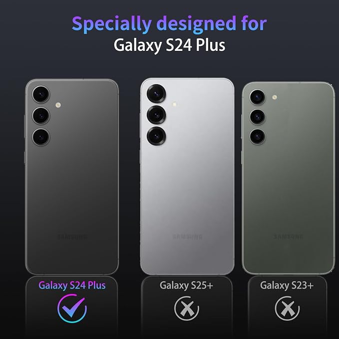 Camera Lens Protector for Samsung Galaxy S24 Plus,1 Pack | Tempered Metal Glass Camera Cover Film,HD Clear,Anti-Scratch Lens Screen Protector Film,Case Friendly,Black Titanium - Image 2
