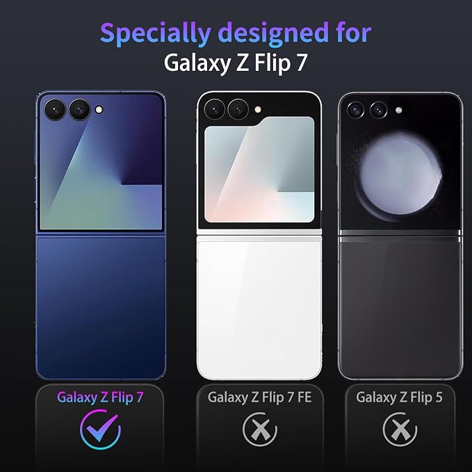 Camera Lens Protector for Samsung Galaxy Z Flip 7,1 Pack | Tempered Metal Glass Camera Cover Film,HD Clear,Anti-Scratch Lens Screen Protector Film,Case Friendly,Black Titanium - Image 2
