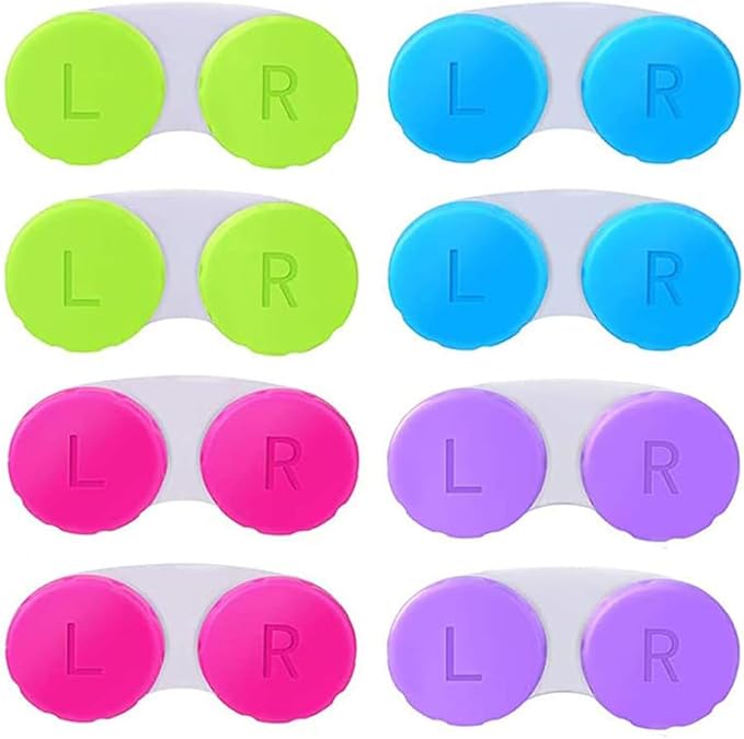 KISEER 8 Pack Colorful Contact Lens Case Box Holder Container Soak Storage Kit by KISEER