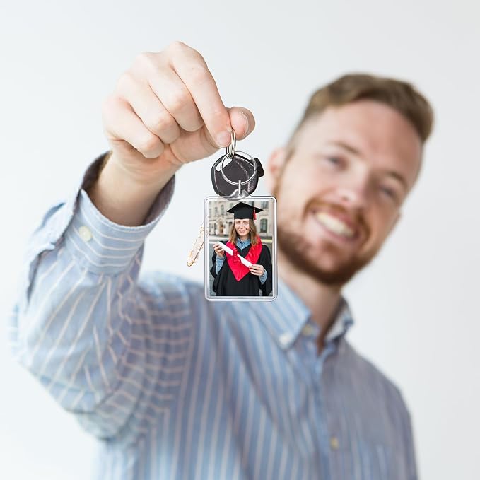 ZZYFGH 32 Pcs Photo Keychain (2 * 3 inch) Picture Frame Keychains Bulk, Acrylic Clear Rectangle Photo Keychain for DIY Craft Graduation Gift- Suitable for Photo Size 1.75 inch x 2.75 inch - Image 4