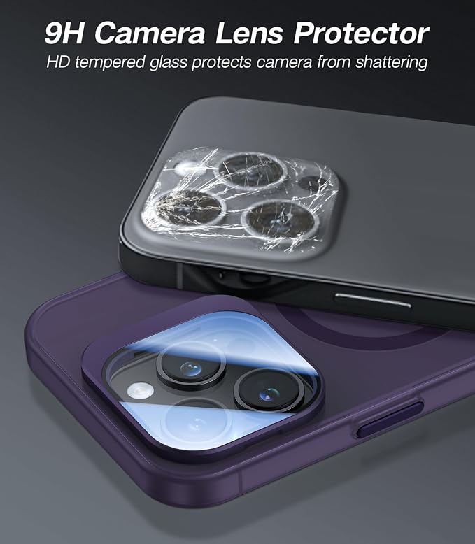 VOFATA for iPhone 15 Pro Max Case with Camera Cover Stand [Built-in 9H Camera Lens Protector][Fit for Magsafe] Military Grade Shockproof Translucent Matte Magnetic Phone Case 6.7", Purple - Image 2