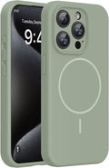 miracase Magnetic for iPhone 15 Pro Max Case, [Soft Anti-Scratch Microfiber Lining], Compatible with MagSafe, Liquid Silicone Case Shockproof Drop Protection Phone Case for 15 ProMax, Patina Green by Miracase