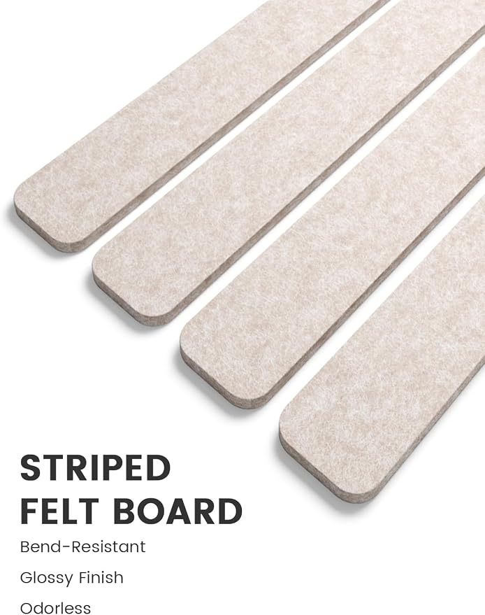 Fluxynara 13" x 2" Felt Wall Panels, Oatmeal | 5-Pack Includes 35 Push Pins and Adhesive Tabs for Photos, Notes and Decor in Bedroom Doors, Home Office or Studios - Image 3