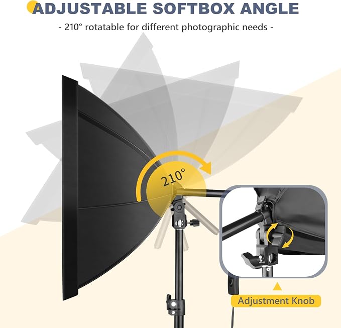 Torjim Softbox Photography Lighting Kit | 20" X 20" & 85W LED Studio Light | Soft Diffusion For Even Light | 3000-7500K Adjustable LED Bulbs for Studio Photo Video Recording Live Streaming Portraits - Image 5