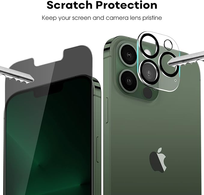 JETech Privacy Screen Protector for iPhone 13 Pro, 2+2 Pack | Anti-Spy Tempered Glass, with Camera Lens Protector, Easy Installation Tool - Image 5