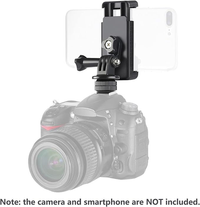 NEEWER Phone Holder/Hot Shoe Mount Adapter Kit Action Camera Mount Compatible with GoPro Hero 12 11 10 9 8 7 6 5 DJI OSMO Action 4 3 2 iPhone 15 Pro Max 14 13 Pro Samsung S23 for DSLRs Ring Light - Image 7