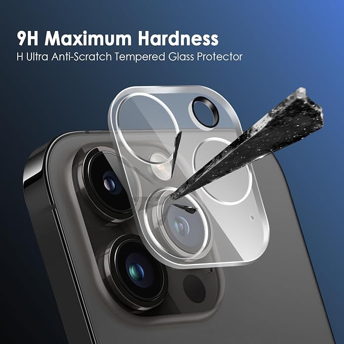 FanTEK Camera Lens Protector Compatible with iPhone 16 Pro / 16 Pro Max, 9H Tempered Glass Camera Screen Cover, Ultra HD Clear Acrylic Full Coverage Guard, Case Friendly - Image 3