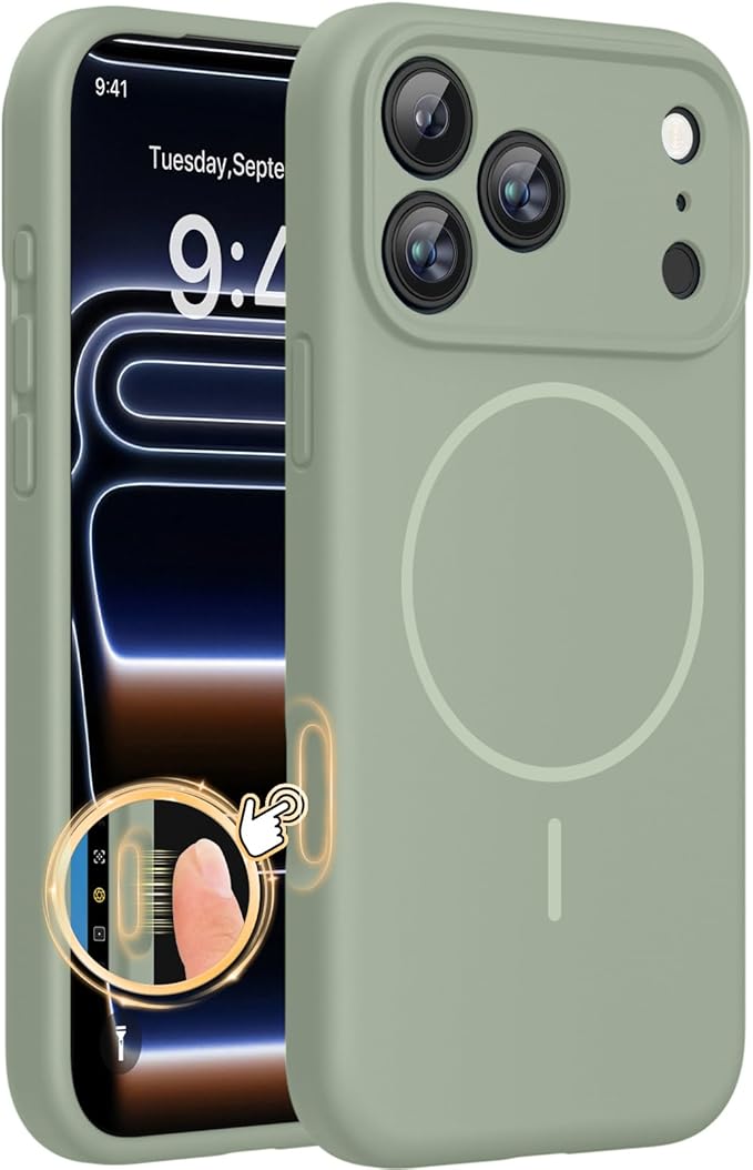 Miracase Silicone & Magnetic for iPhone 17 Pro Max Case, Patina Green | Compatible with MagSafe, Camera Control Cover, Premium Silicone Cover Shockproof Drop Protection Phone Case for 17 Pro Max by Miracase