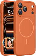 Miracase Magnetic for iPhone 17 Pro Case, Silicone, Amber Orange | Compatible with MagSafe, Soft Microfiber Lining,Shockproof Drop Protection Phone Case for 17 Pro by Miracase