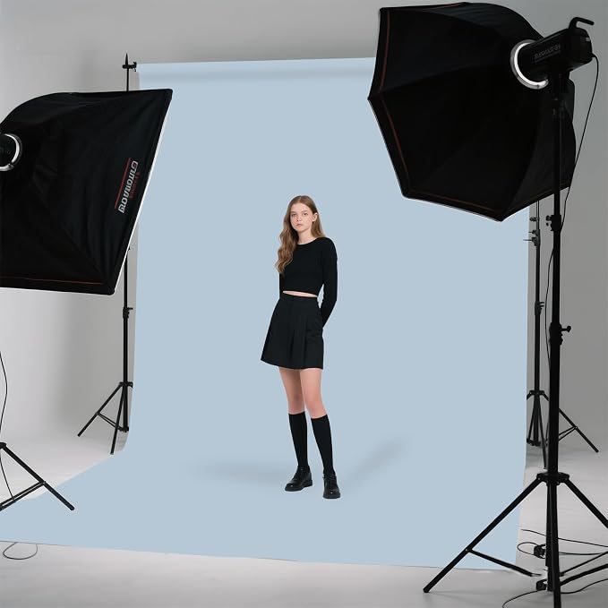 Dusty Blue Photo Backdrop for Photoshoot Background Photography 8x10ft | Polyester, Studio, Blue Aura, Portrait Streaming Video Shooting - Image 4