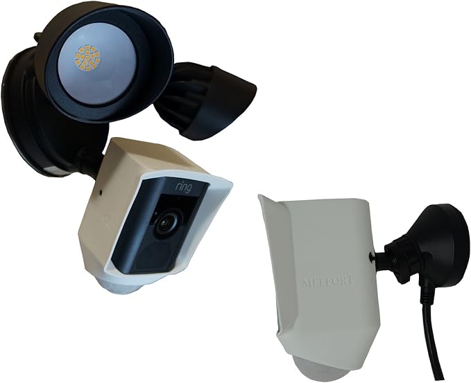 Silicone Skin Case Cover Compatible with Ring Floodlight Cam Wired Plus, Floodlight Camera (1st Gen) - Sun Glare, UV & Weather Protection Skins Cover (2 Pack, White) - Image 4