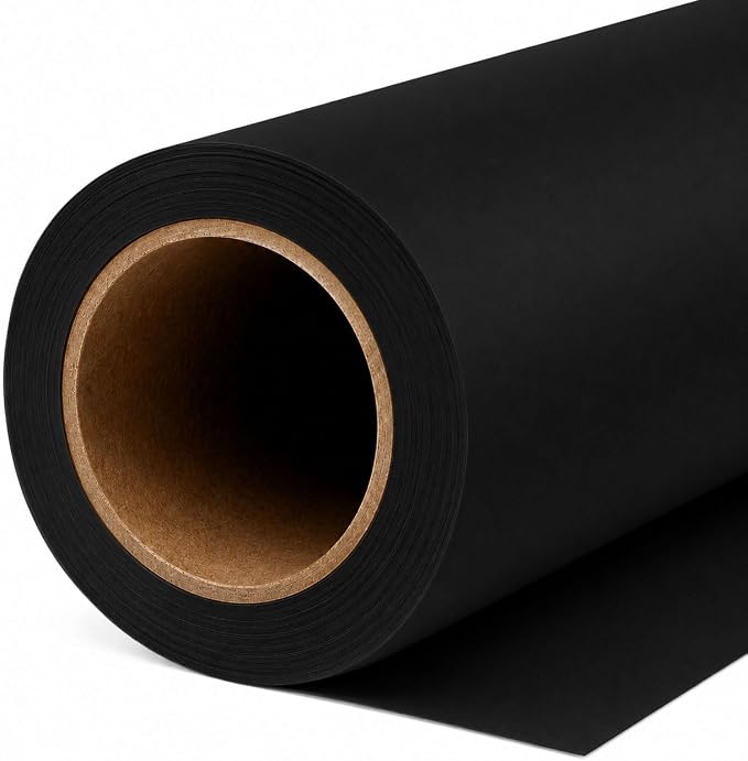 Yizhily Seamless Jet Backdrop Paper Roll, 53" x 16.4', Heavyweight MatteJet Photo Background for Small Studio Headshots, Tabletop Product & Food Photography | Headshots; portrait photography; product shoots; creative sets; small studio photoshoots by YizhilySeamlessBackgroundPaper