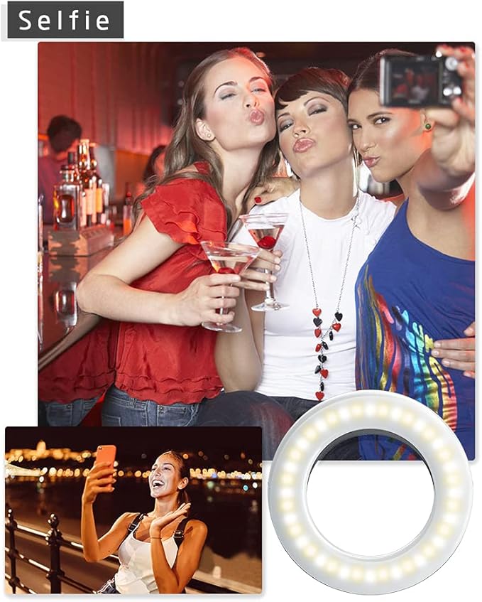 XINBAOHONG Selfie Ring Light Rechargeable Portable Clip-on Selfie Fill Light with 40 LED for Smart Phone Photography, Camera Video, Girl - Image 4