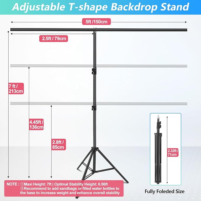 Green Screen Backdrop Kit with Stand, 5X6.5ft Portable Green Screen Backdrop with Stand kit, GreenScreen Background with Stand Carrying Bag Clamp for Streaming Video Zoom - Image 3