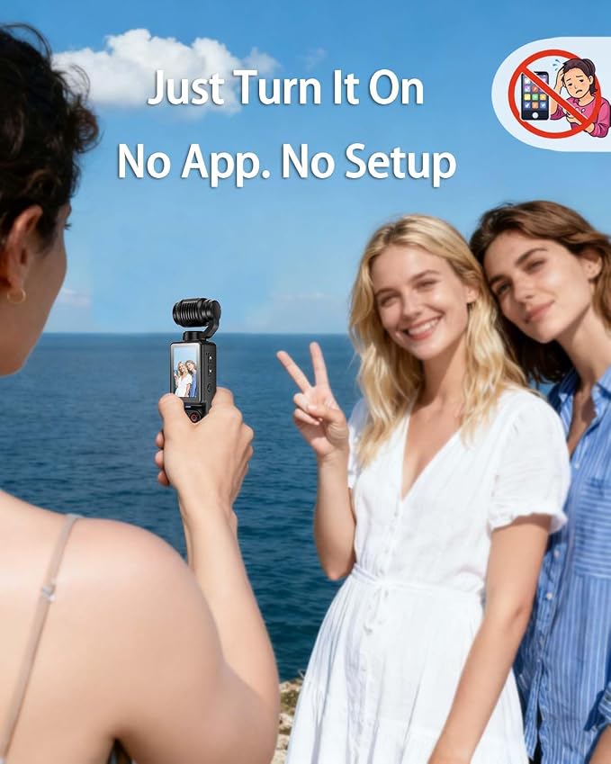 Vlogging Camera, Mini Camcorder, Portable Handheld Video Camera | Mini camcorder with 180° rotating lens, 7-hour battery, 32GB card, one-button recording for travel and daily moments - Image 4