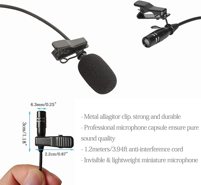 Lavalier Microphone Lapel Microphone Compatible with Shure Wireless Transmitter - Unidirectional Condenser Mic - Mini XLR TA4F Plug - Image 5
