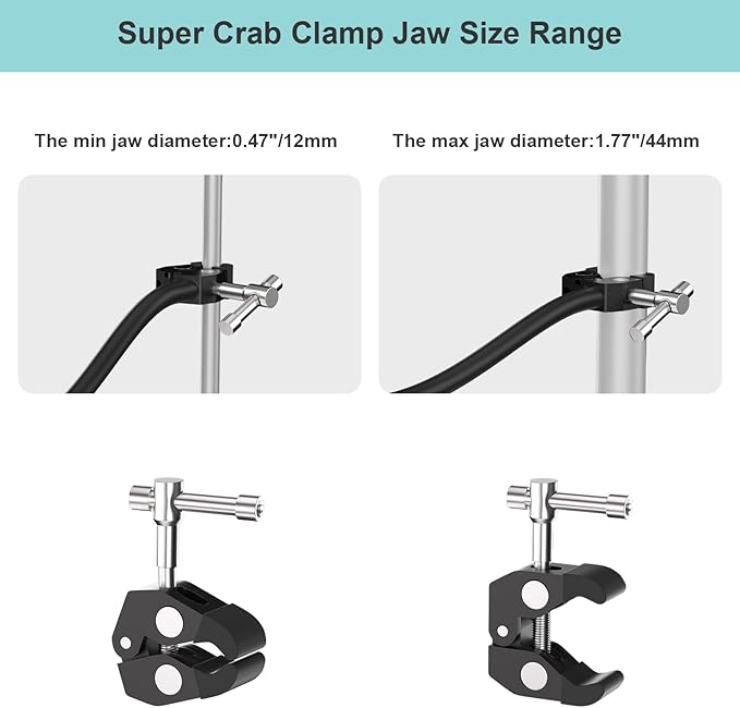 Mippko Gooseneck Microphone Stand,19.69" Flexible Adjustable Arm Super Crab Clamp Mic Clip 3/8"-16 to 5/8"-27 Adapter Mount,Compatible with Shure/Fifine / AT2020 / Pyle/Blue Snowball/Razer - Image 6