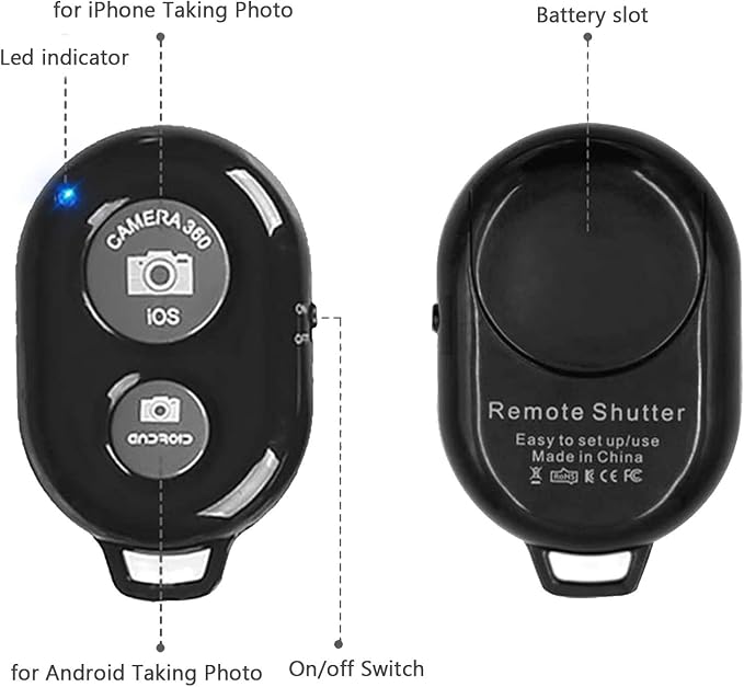 Wireless Remote Shutter for Cellphones and Tablets (3 Pack), AOQIYUE Wireless Remote for iPhone/Android Camera Control, Selfie Clicker for Photos and Videos - Wrist Strap Included - Image 3