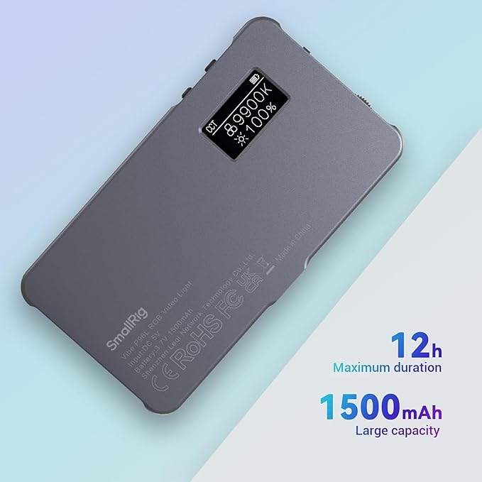 P96L RGB Video Light by SmallRig, Portable Metal LED Camera Light, 2500-8000K, 21 Effects, CRI 96+, OLED Display, Photo and Video Lighting, Long Battery Life, Fits Phone and Camera | CRI 96+, 21 Effects, 1500mAh, OLED Display, Compact Photo and Video L... - Image 4